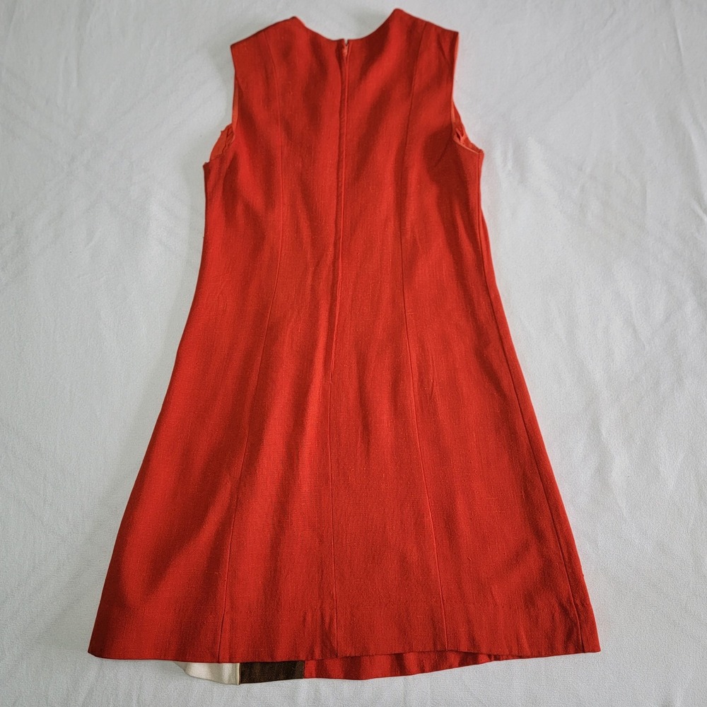 Vintage 60s Stacy Ames Dress Orange Brown Cream Women's 8 Mod Retro Shift Union - Picture 11 of 16
